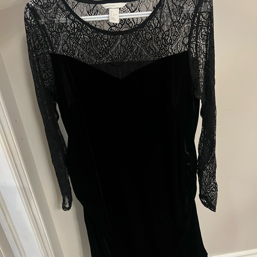 H&M Black Lace Maternity Long Sleeve Dress